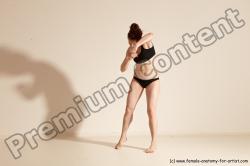 Underwear Martial art Woman White Moving poses Average long brown Dynamic poses Academic